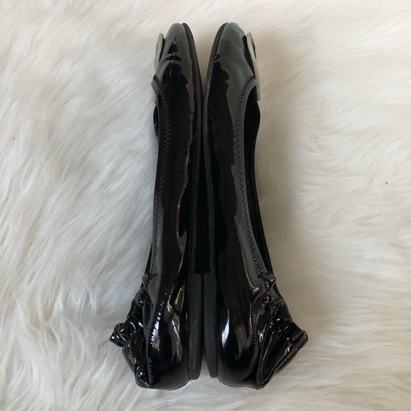 Tory Burch Black & White Patent Leather Reva Flats - Picture 3 of 8